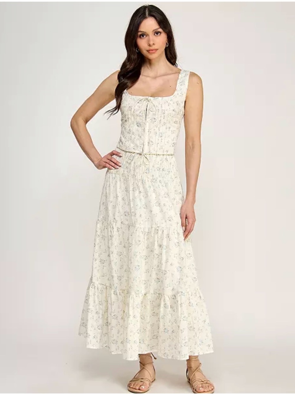 Floral Top and Midi Skirt, 2-Piece Set